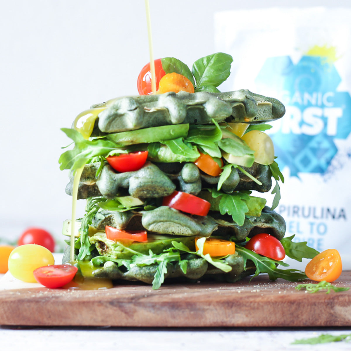 Savoury Spirulina Waffles